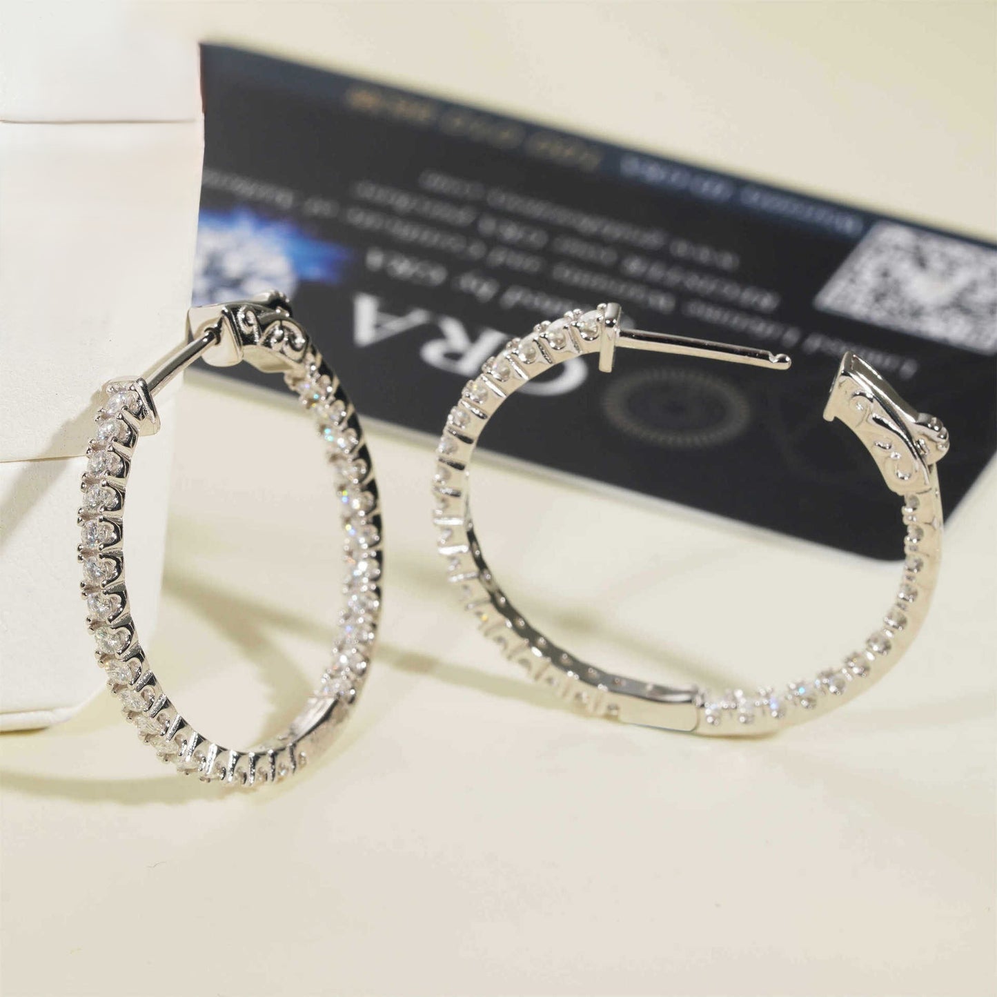 CELIA Sparkle Round Cut Women's Hoop Moissanite Earrings in  Sterling Silver