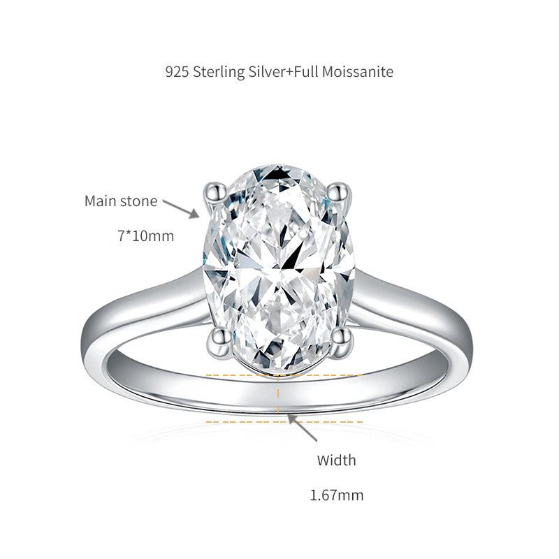 Hidden Crushed Ice Oval cut Moissanite Ring