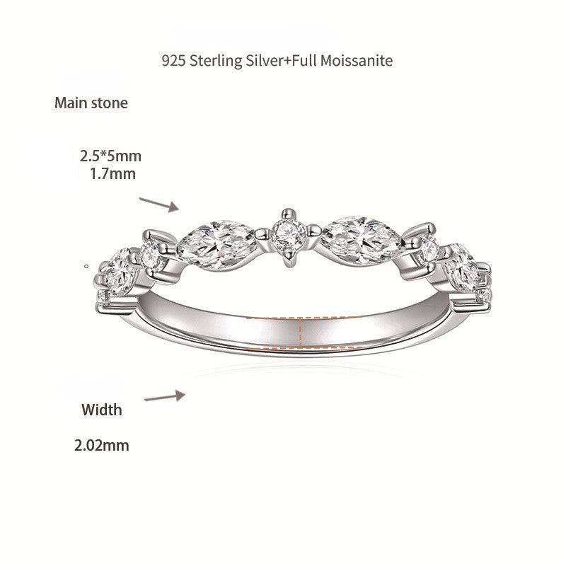 Elegant Marquise Cut moissanite Women's Wedding Band In Sterling Silver