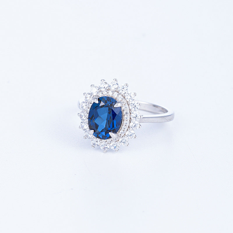 CELIA  Lab-Created Blue Sapphire and Created White Halo Sapphire Three Piece Set