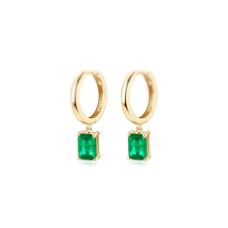 Brilliant Emerald Sparkle ;Modern Drop Earrings