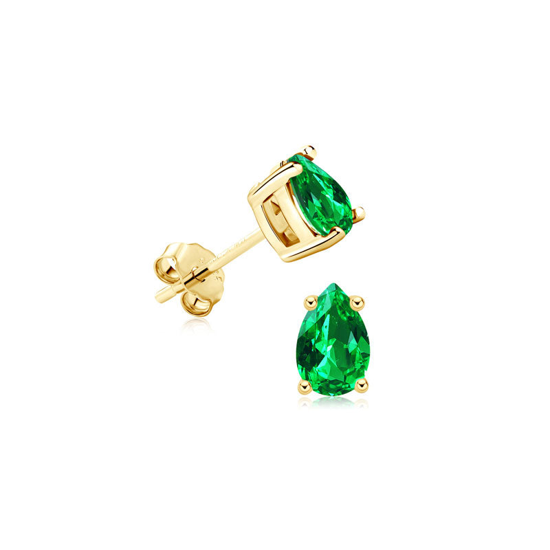 Lab-Grown Gemstone Earrings ; Green Emerald Studs