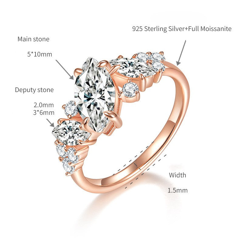 Rose Gold Marquise Moissanite Ring