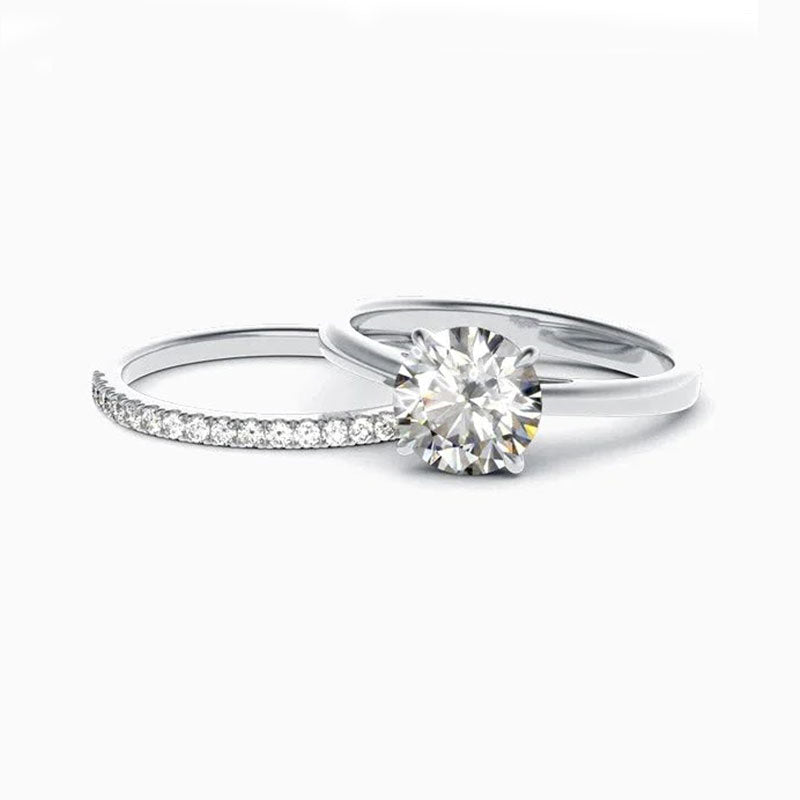Elegant Wedding Bands Moissanite Engagement Ring Set