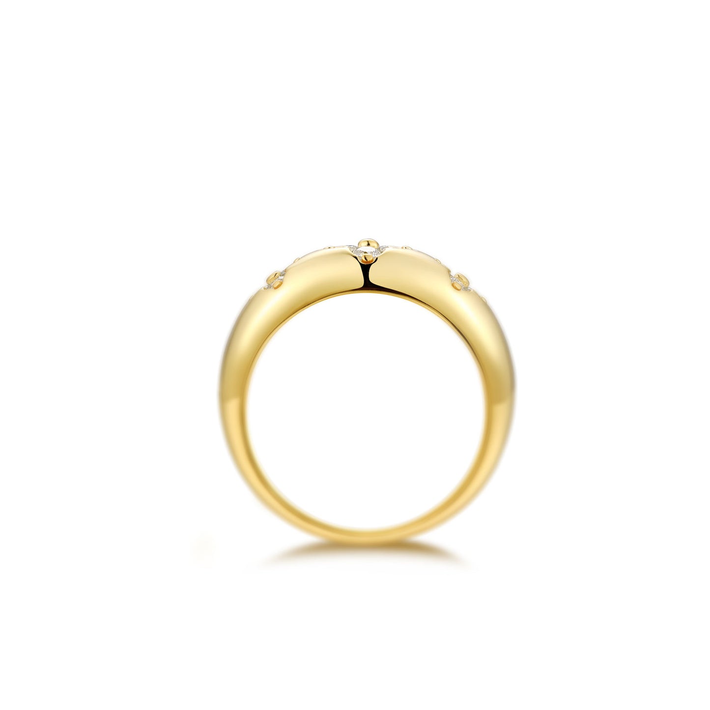 Dome Moissanite Ring with Starburst Design