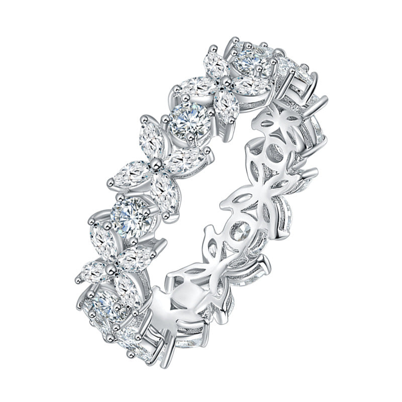 clover Moissanite semi-eternity ring