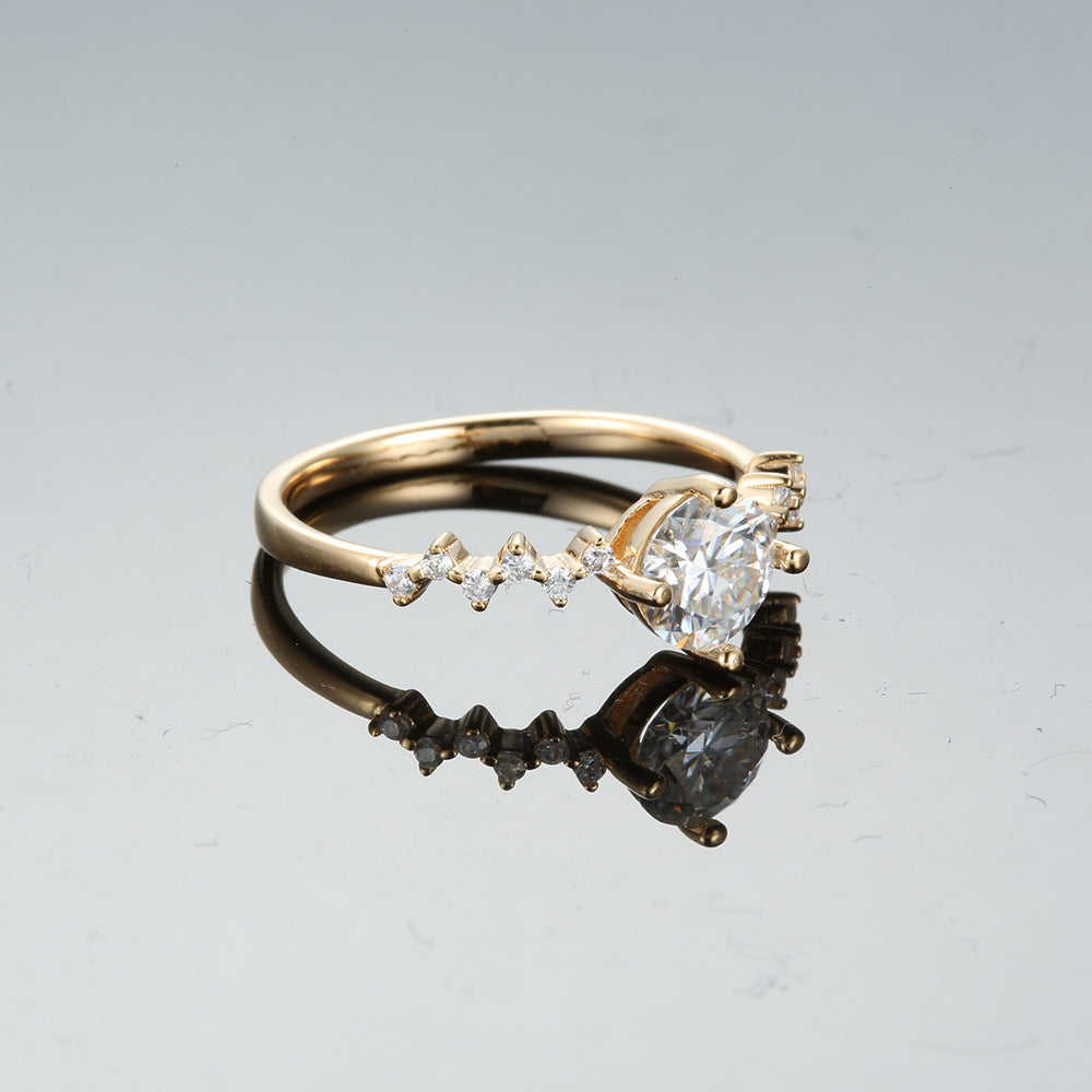 Champagne Gold Ring Modern Moissanite Ring