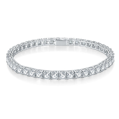 CELIA Romantic Simple moissanite Round Cut Bracelet for Women In Sterling Silver