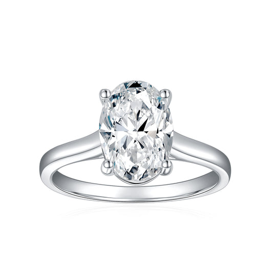 Hidden Crushed Ice Oval cut Moissanite Ring