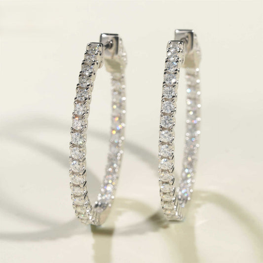 CELIA Sparkle Round Cut Women's Hoop Moissanite Earrings in  Sterling Silver