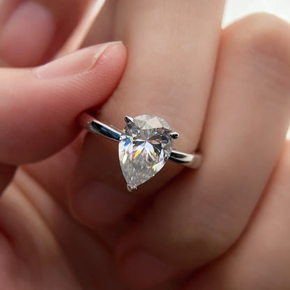 CELIA  solitaire Pear Moissanite Ring