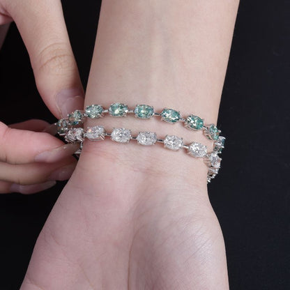 CELIA Oval Cut Sterling Silver Moissanite Tennis Bracelet