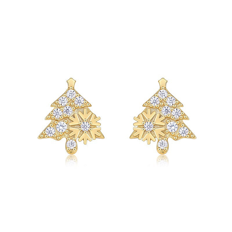 CELIA Gold Christmas Tree Moissanite Earrings  Holiday Jewelry