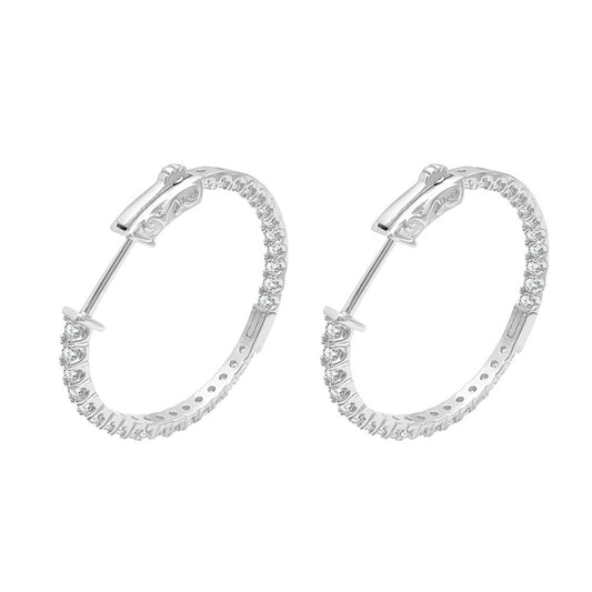 CELIA Sparkle Round Cut Women's Hoop Moissanite Earrings in  Sterling Silver