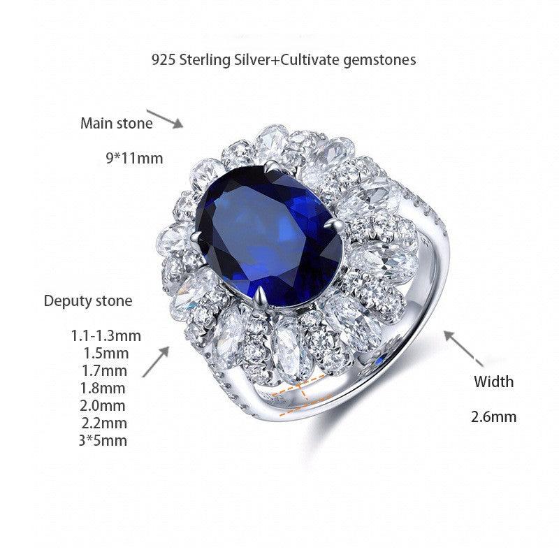 CELIA  Oval Lab-Created  Blue Sapphire and Created White Sapphire Sterling Silver Ring