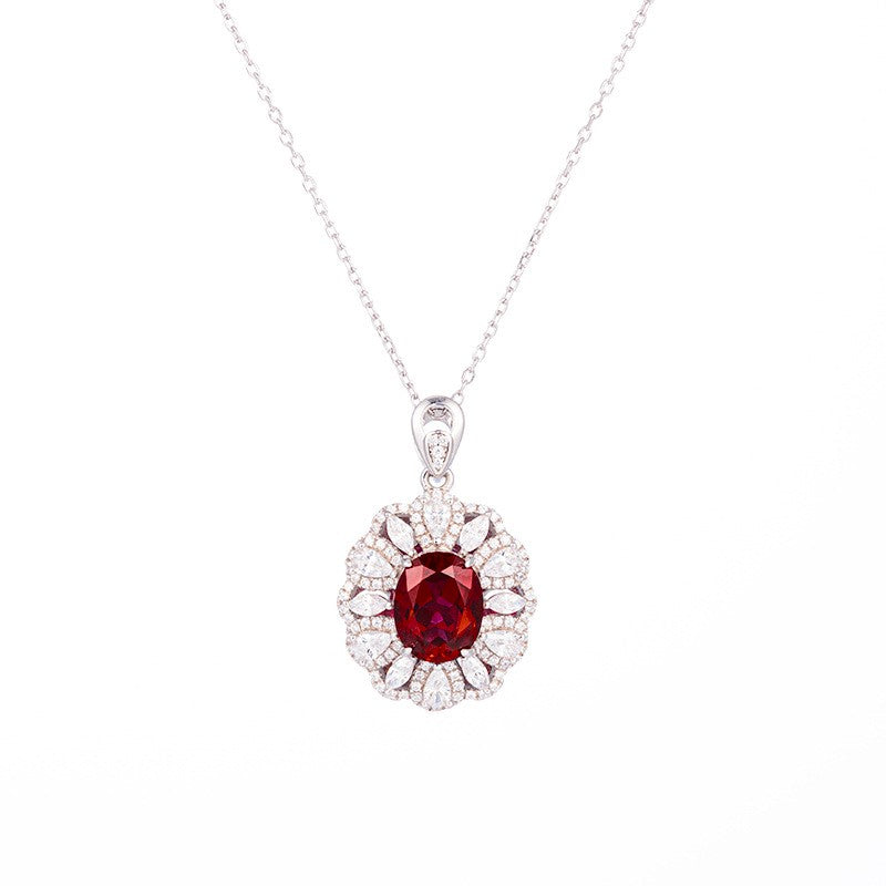 CELIA  Lab-Created red Sapphire and Created White Halo Sapphire Three Piece Set