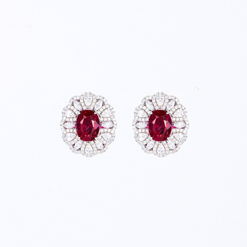 CELIA  Lab-Created red Sapphire and Created White Halo Sapphire Three Piece Set