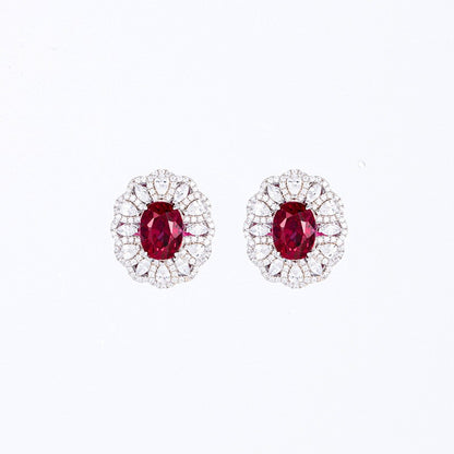 CELIA  Lab-Created red Sapphire and Created White Halo Sapphire Three Piece Set