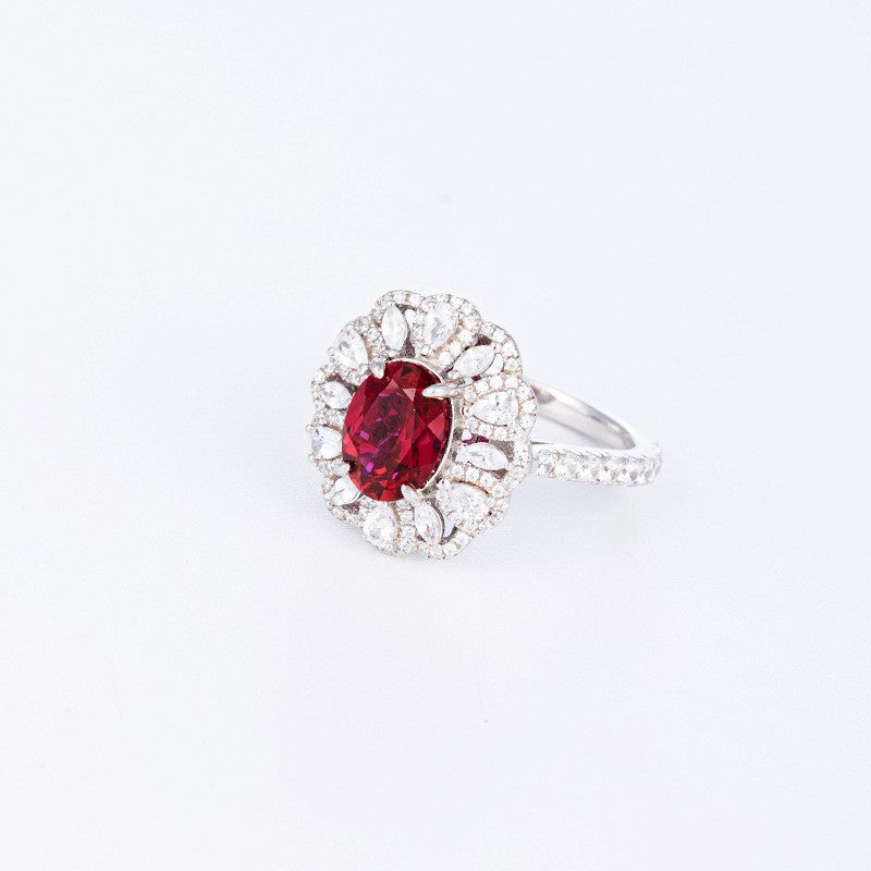 CELIA  Lab-Created red Sapphire and Created White Halo Sapphire Three Piece Set