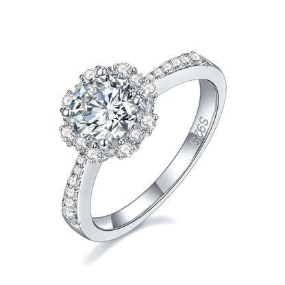 CELIA Round Brilliant Moissanite Floral Style Halo Ring