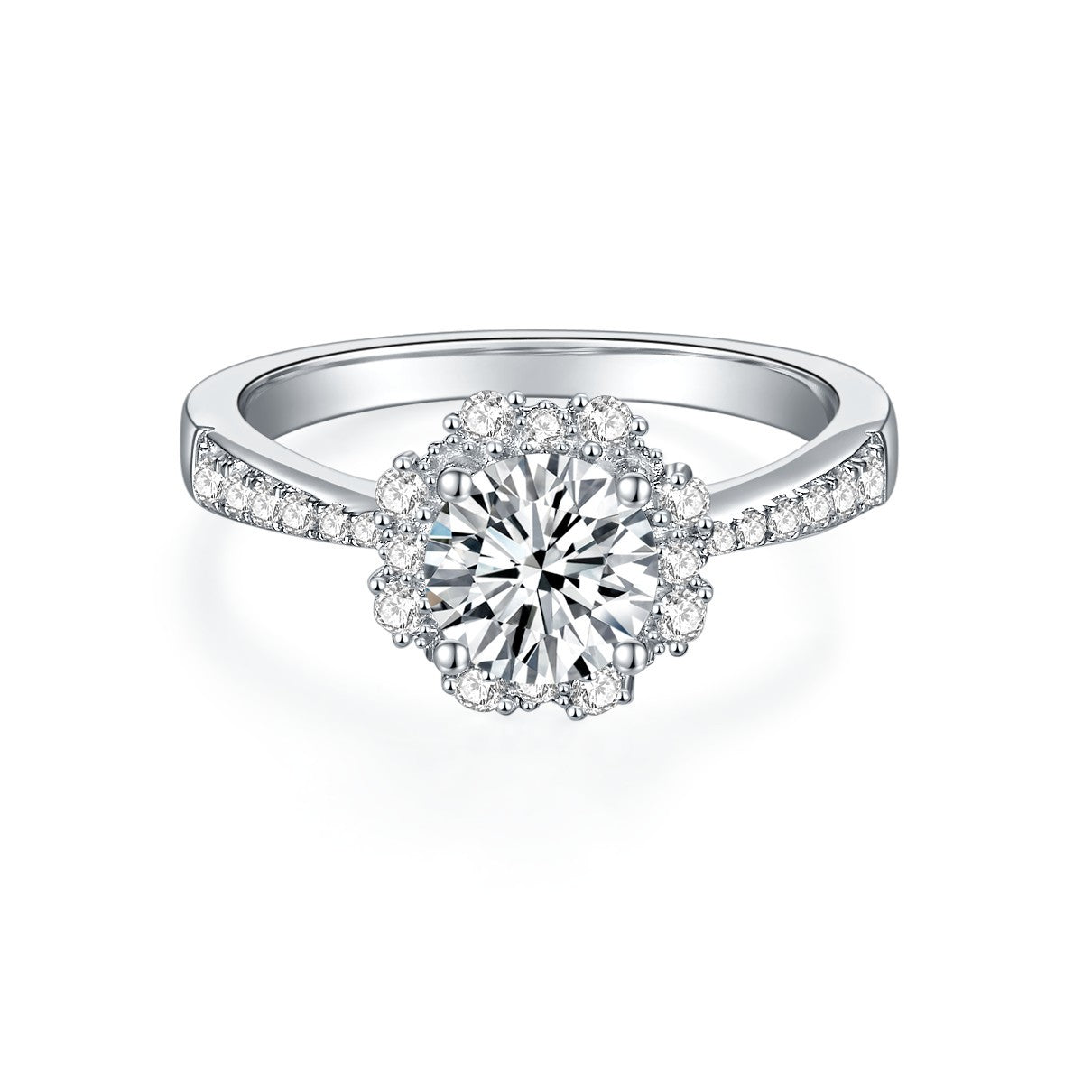 CELIA Round Brilliant Moissanite Floral Style Halo Ring