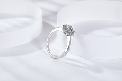 CELIA Round Brilliant Moissanite Floral Style Halo Ring