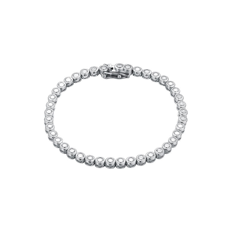 Round Moissanite Bracelet Bezel Setting Moissanite