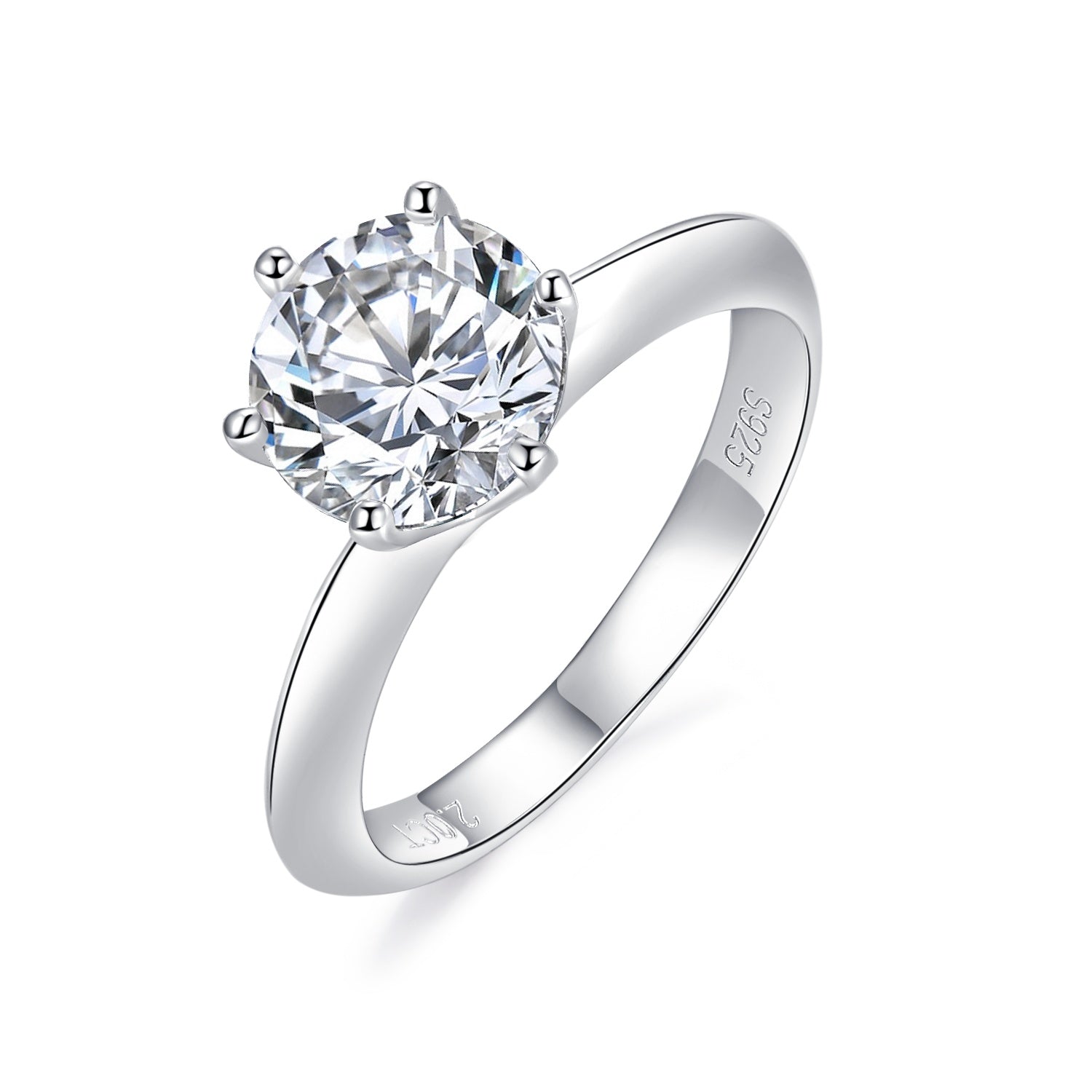 Classic minimalist moissanite ring  Six-prong moissanite ring