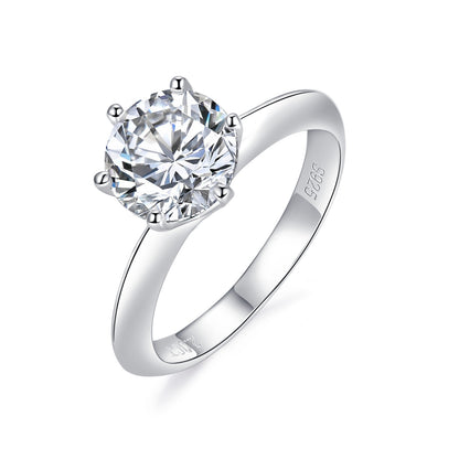 Classic minimalist moissanite ring  Six-prong moissanite ring