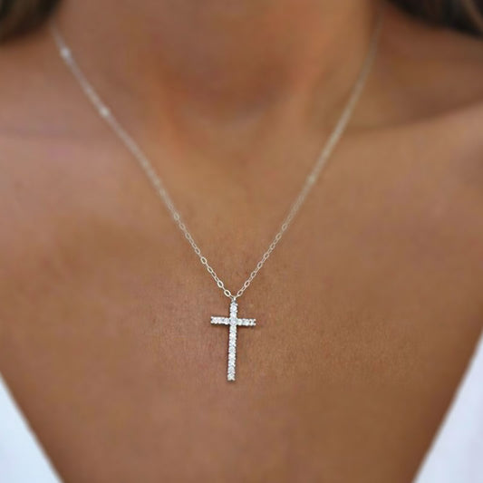 Moissanite Cross Pendant Classic Moissanite Necklace