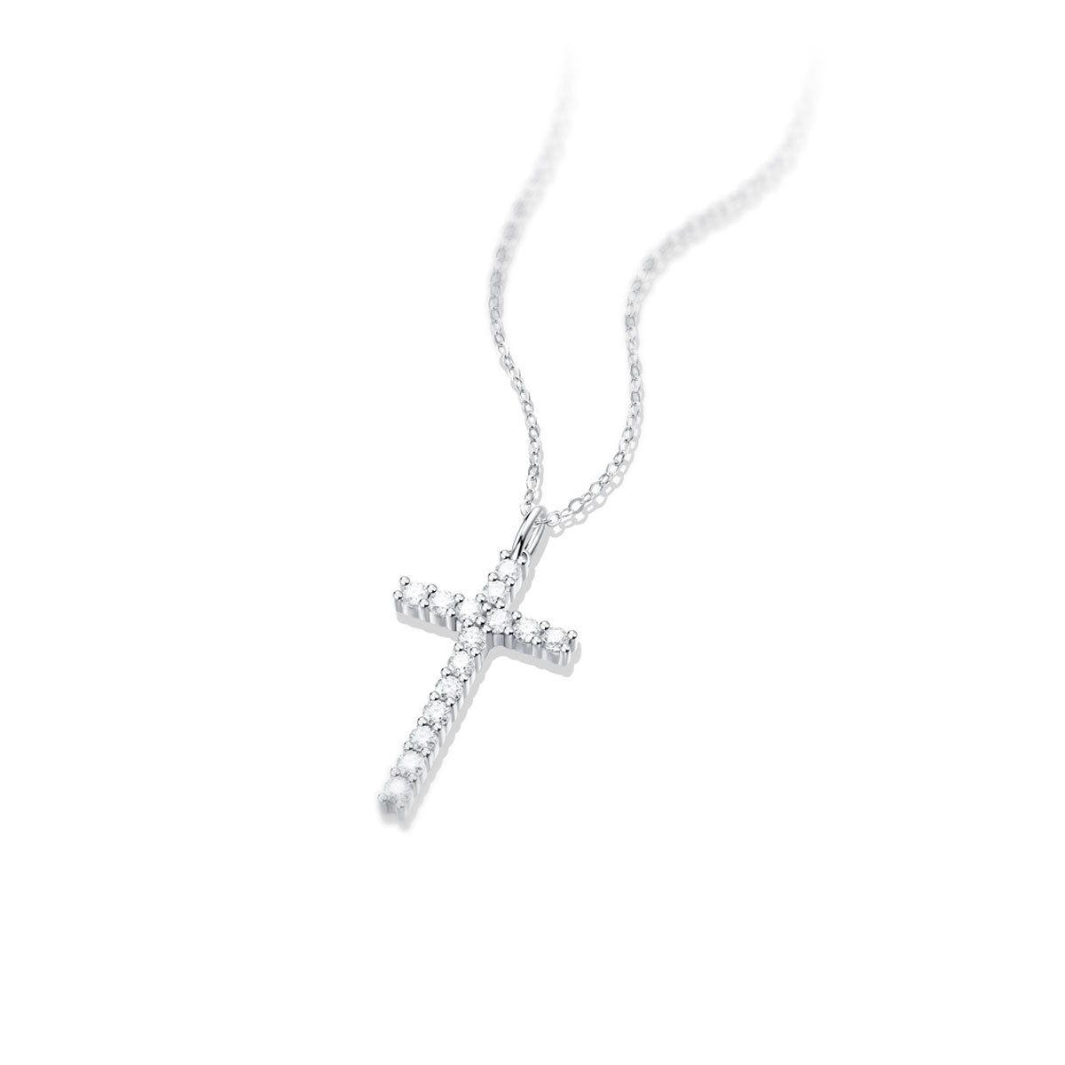 Faith Cross Necklace Brilliant Moissanite Pendant