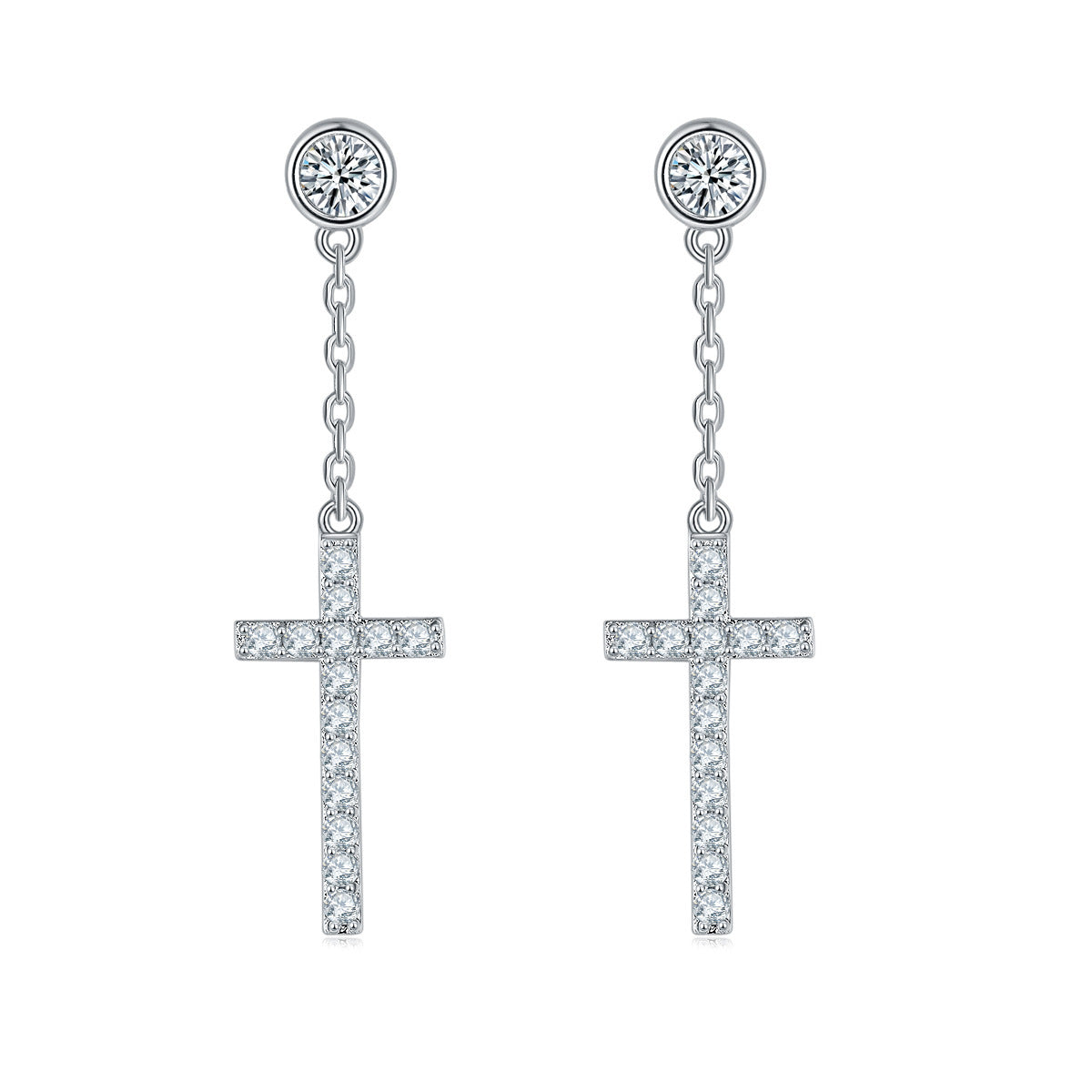 moissanite Earrings  Cross A pair of  Cross earrings