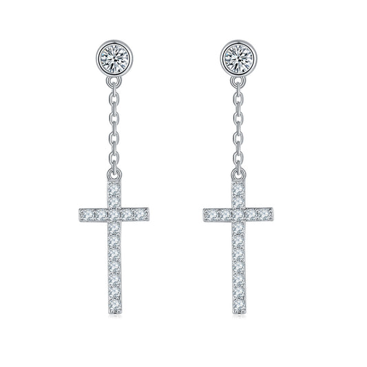 moissanite Earrings  Cross A pair of  Cross earrings