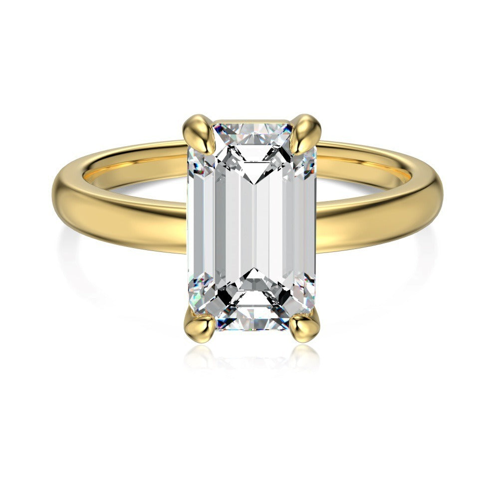 gold Moissanite Engagement Ring Solitaire Rings 