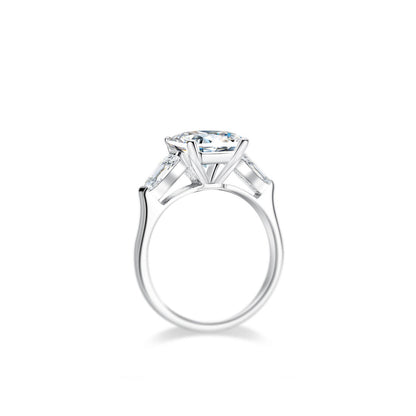 CELIA Emerald and Tapered Baguette Moissanite engagement ring