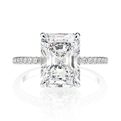 Halo Moissanite Ring   Elegant Radiant cut