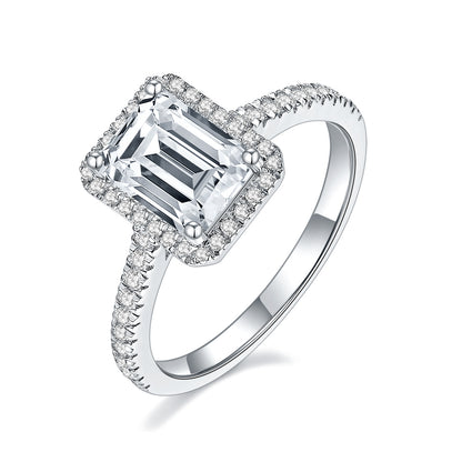 emerald cut halo engagement ring