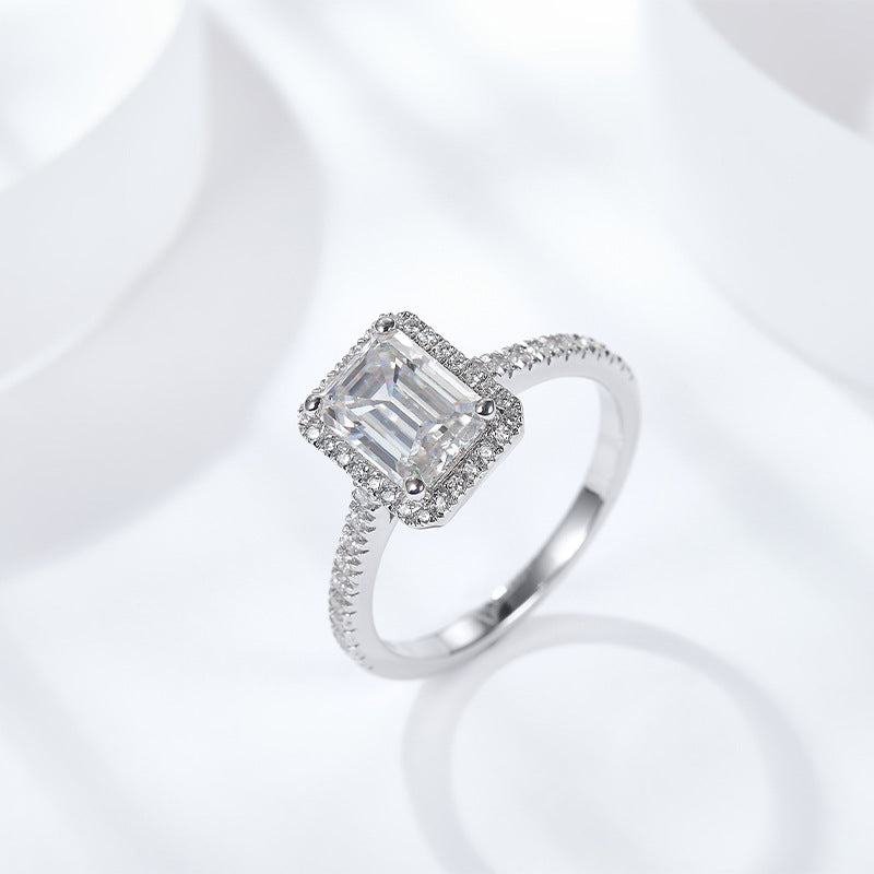 emerald cut halo engagement ring