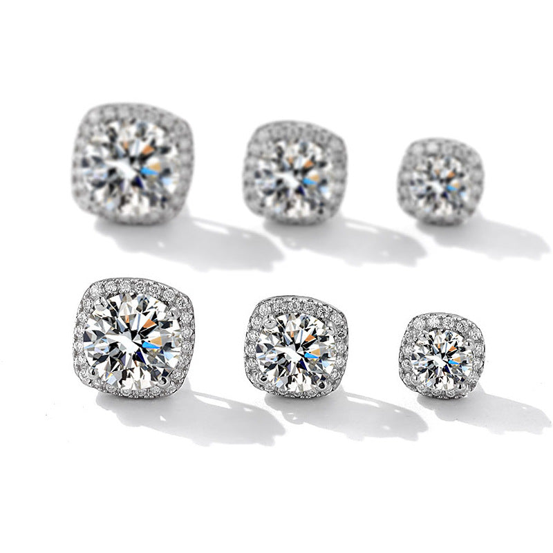 CELIA Cushion Halo moissanite Studs Earrings