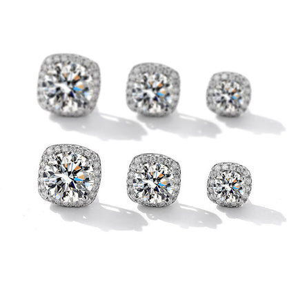 CELIA Cushion Halo moissanite Studs Earrings