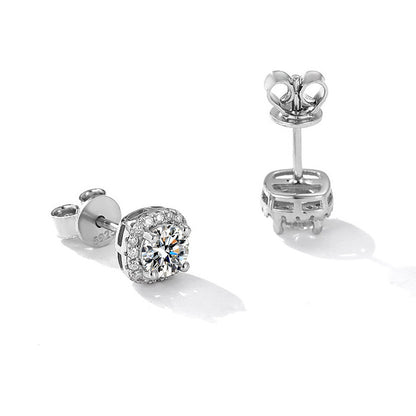 CELIA Cushion Halo moissanite Studs Earrings