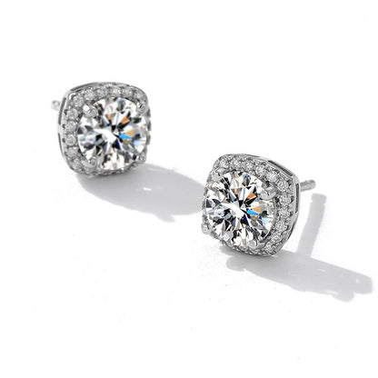 CELIA Cushion Halo moissanite Studs Earrings