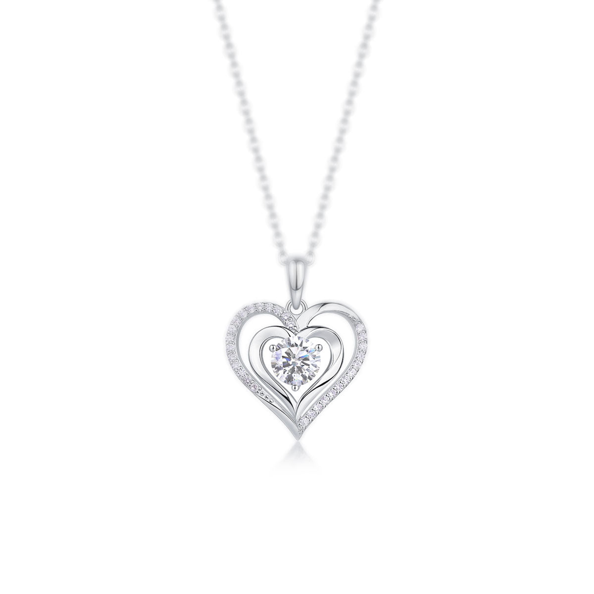 Heart Design Necklace Round Cut Moissanite