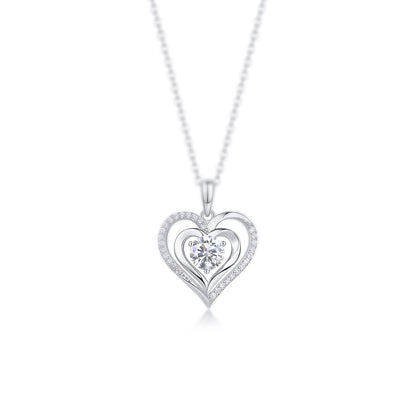 Heart Design Necklace Round Cut Moissanite