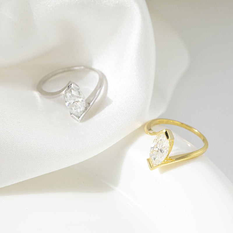 marquise moissanite ring wedding ring gold moissanite ring Silver moissanite ring