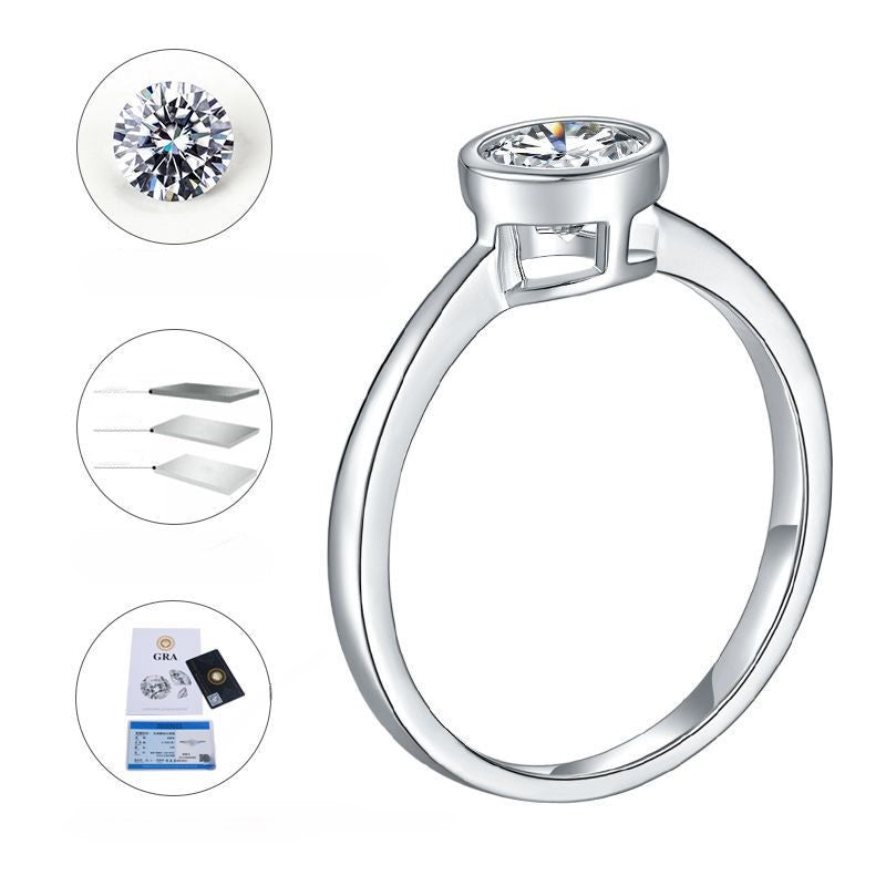 Bezel Setting Round  Moissanite ring