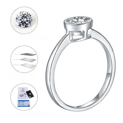 Bezel Setting Round  Moissanite ring