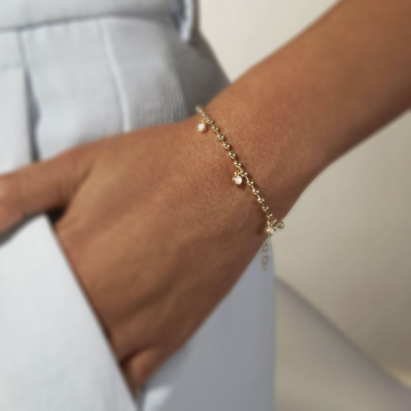 18K Gold-Plated Bracelet Moissanite Bead Bracelet