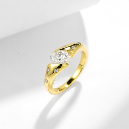 18K Gold Moissanite Ring