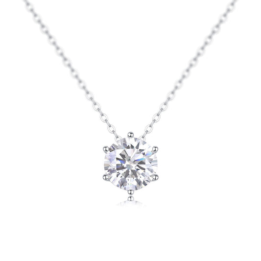 Six Prong Round Moissanite Necklace Moissanite Necklace